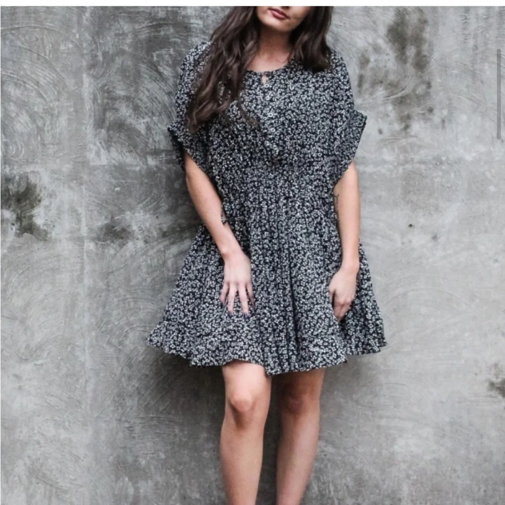 Free People One Fine Day Mini Dress in Black Combo